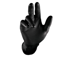 Black Afterfade nitrile grip glove, fish-scale palm texture